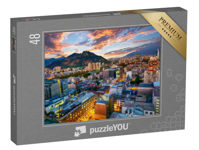 puzzle 48 dílků „Město Santiago de Chile po západu slunce, Chile“