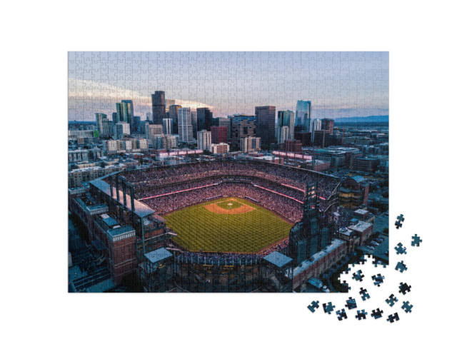 puzzle 1000 dílků „Stadion a panorama Denveru, Colorado“