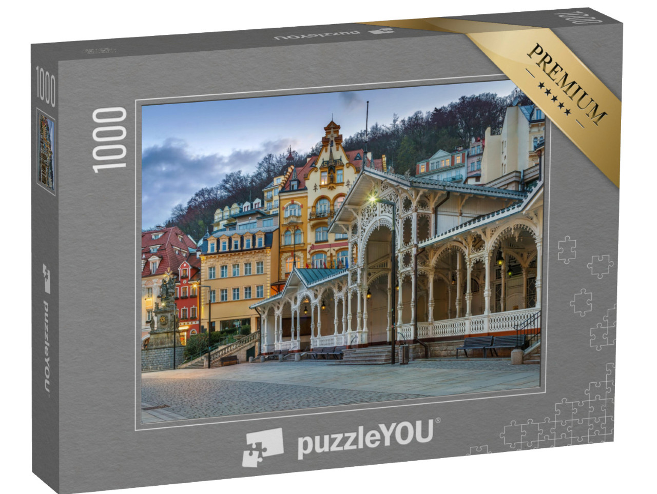 puzzle 1000 dílků „Tržní kolonáda Karlovy Vary, Česká republika“