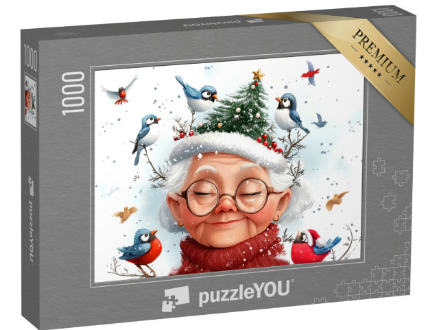 puzzle 1000 dílků „Matka příroda slaví Vánoce s pták“