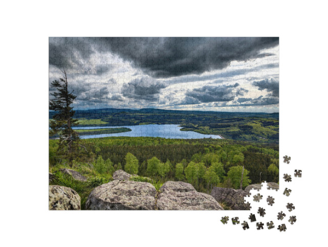 puzzle 1000 dílků „Vodní nádrž Přísečnice, Krušné hory, Česká republika“