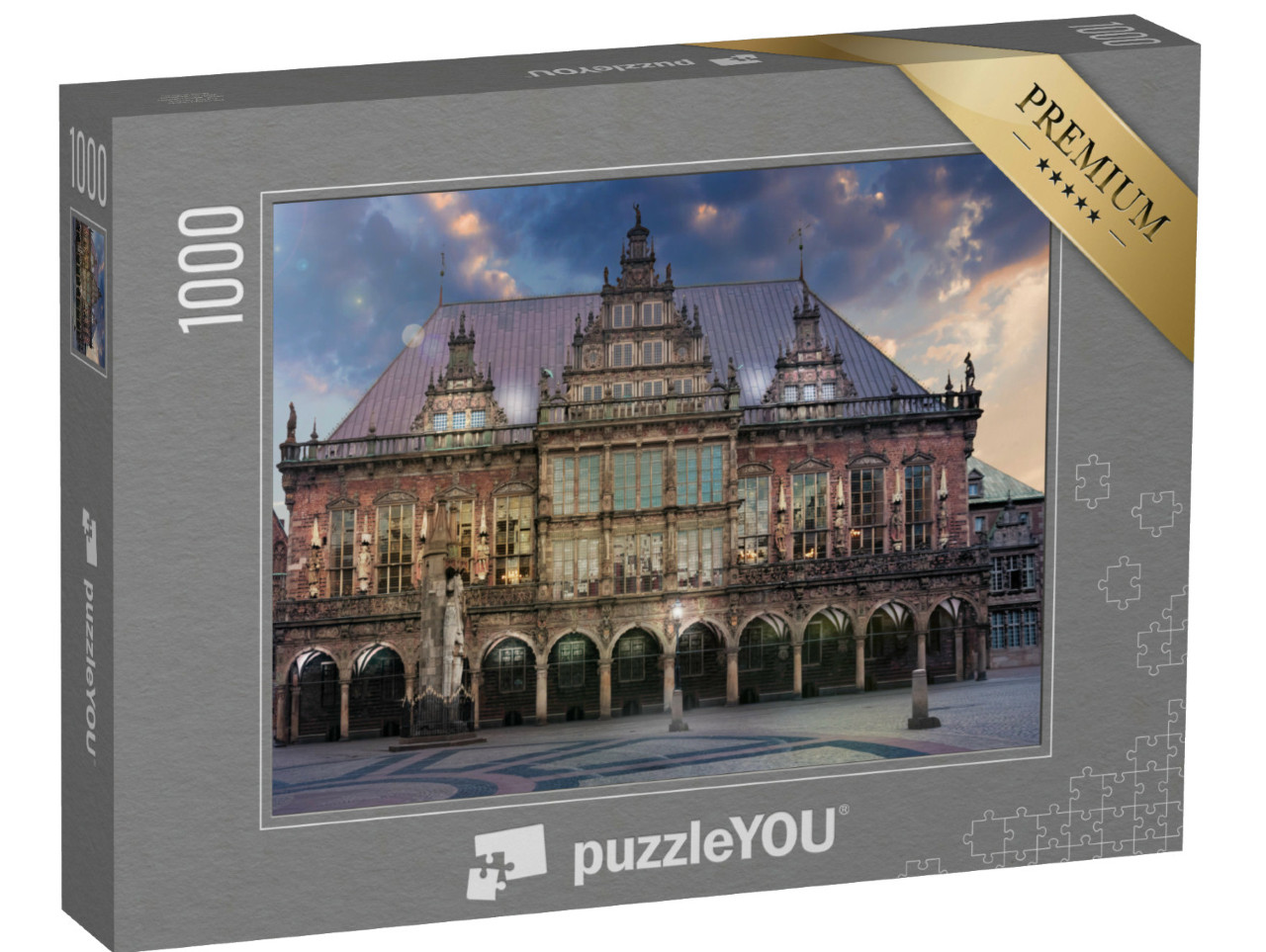 puzzle 1000 dílků „Tržní náměstí v Brémách za soumraku“