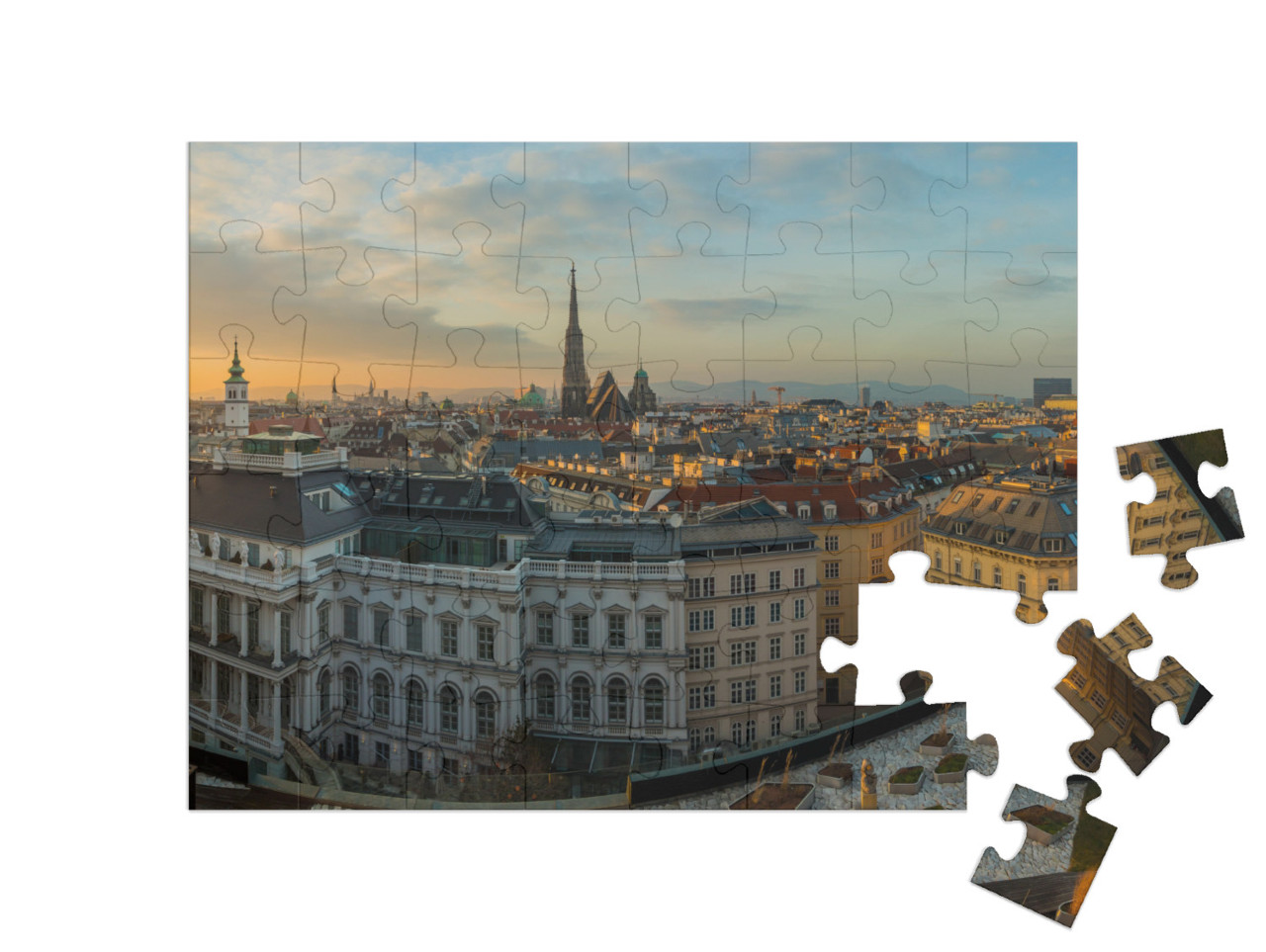 puzzle 48 dílků „Vídeň při západu slunce, Rakousko“