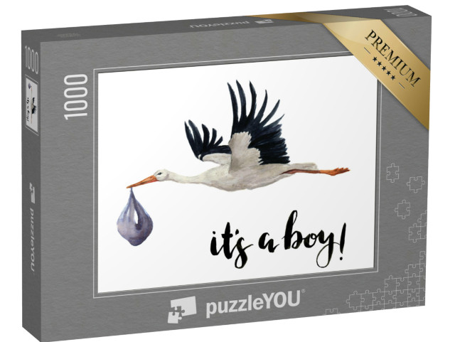 puzzle 1000 dílků „Je to klučičí karta. Akvarel ručně malovaný létající“