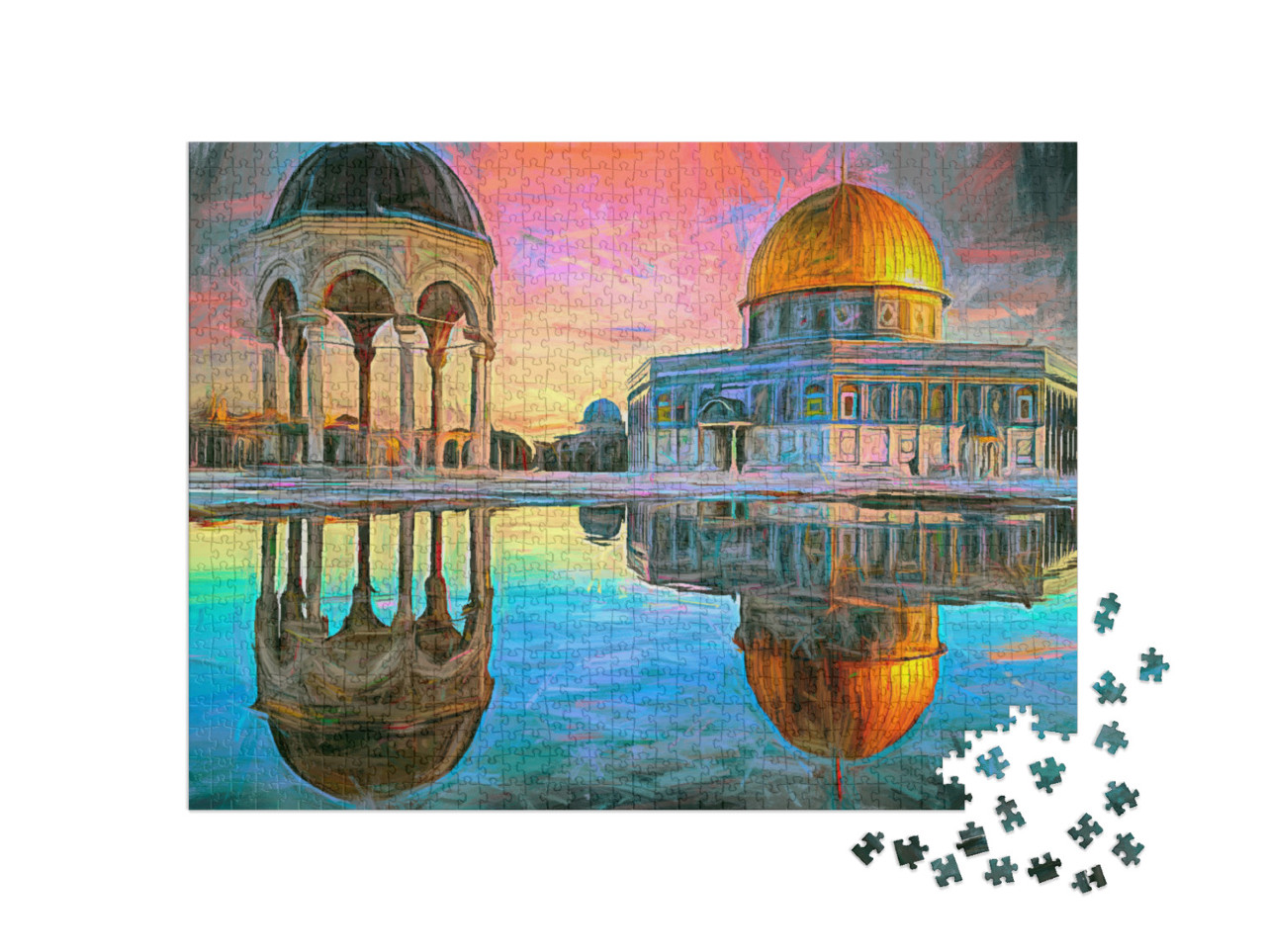 puzzle 1000 dílků „Obraz Jeruzaléma, města na Chrámové hoře“