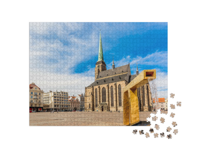 puzzle 1000 dílků „Katedrála sv. Bartoloměje na náměstí v Plzni, Česká republika“
