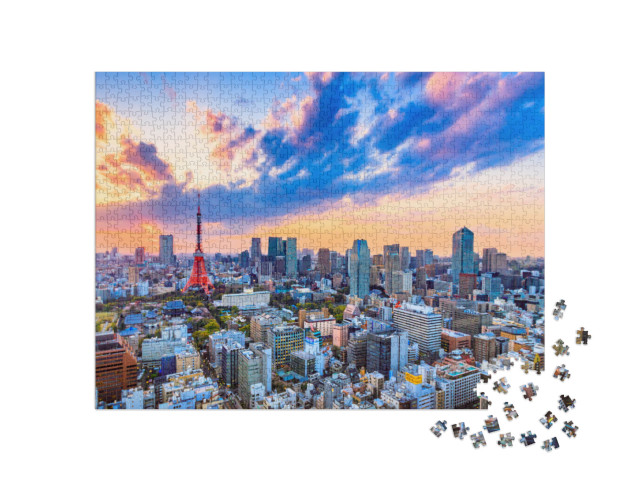 puzzle 1000 dílků „Západ slunce nad Tokiem, Japonsko“