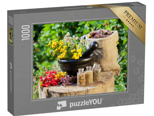 puzzle 1000 dílků „Léčivé byliny s hmoždířem“