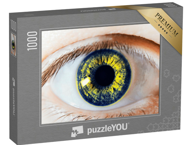 puzzle 1000 dílků „Makro fotografie lidského oka při pohledu. Detail řeckého oka zblízka...“