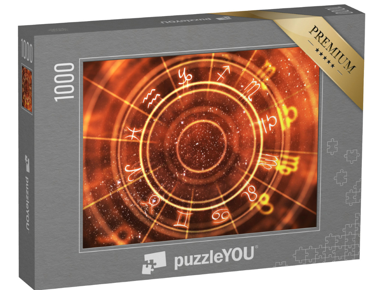 puzzle 1000 dílků „Koncept věštění a štěstí: abstraktní oranžová znamení zvěrokruhu“