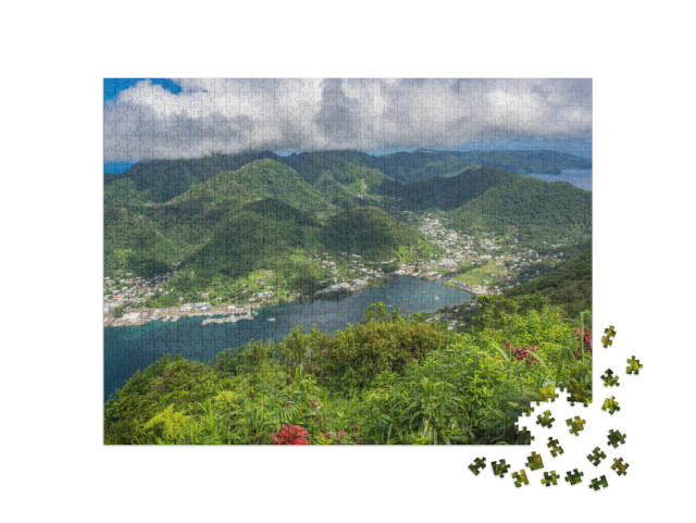 puzzle 1000 dílků „Letecký pohled na vesnici Pago Pago a přístav“