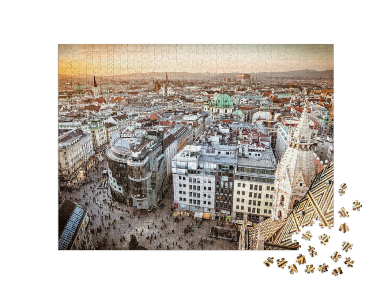 puzzle 1000 dílků „Vídeň při západu slunce, Rakousko“