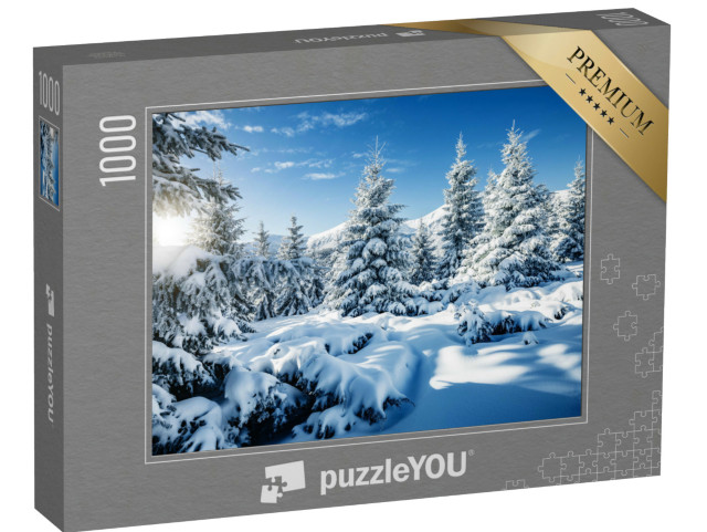 puzzle 1000 dílků „Zasněžené smrky v Karpatském národním parku“