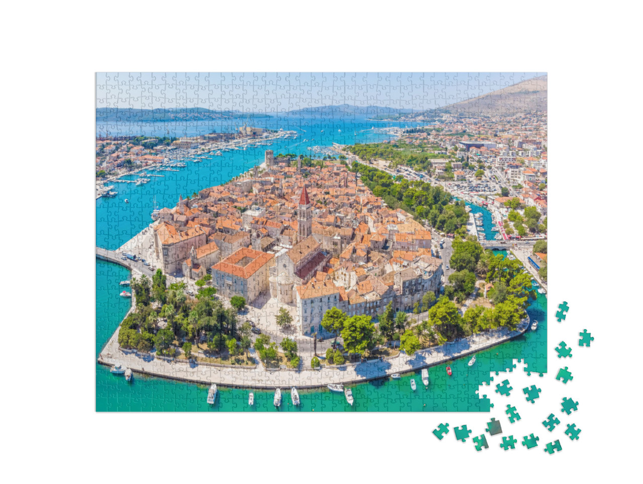 puzzle 1000 dílků „Letní letecký pohled na Trogir, Chorvatsko“