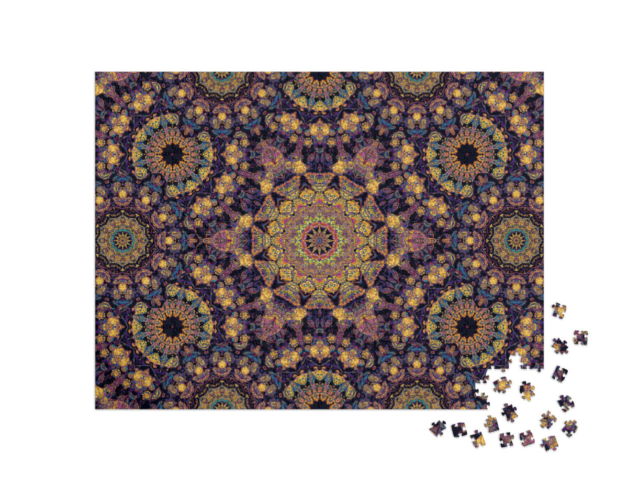 puzzle 1000 dílků „Vzor v arabském stylu, ručně malovaný akvarel“