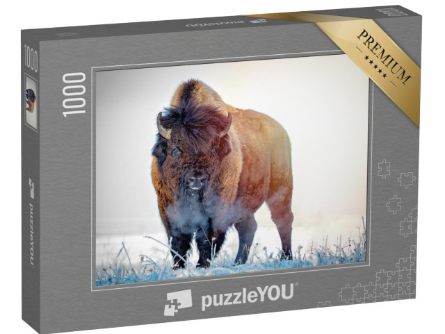 puzzle 1000 dílků „Prérijní bizoni za zimního rána“