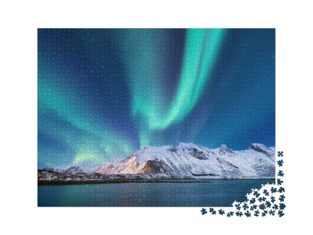 puzzle 2000 dílků „Polární záře na Lofotských ostrovech, Norsko“
