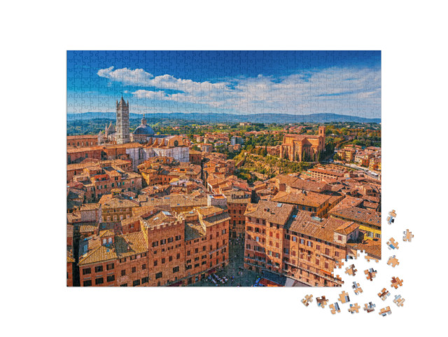 puzzle 1000 dílků „Siena s kopulí a katedrálou, Toskánsko, Itálie“