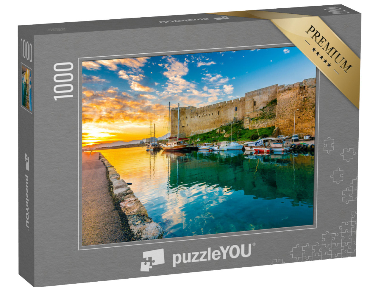 puzzle 1000 dílků „Pevnost Kyrenia ve starém přístavu na severním Kypru“