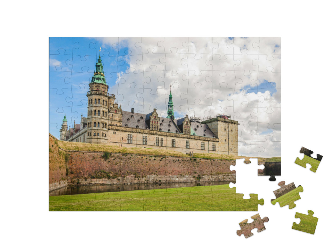 puzzle 100 dílků „Panoramatický pohled na hrad Kronborg, Helsingor, Dánsko“