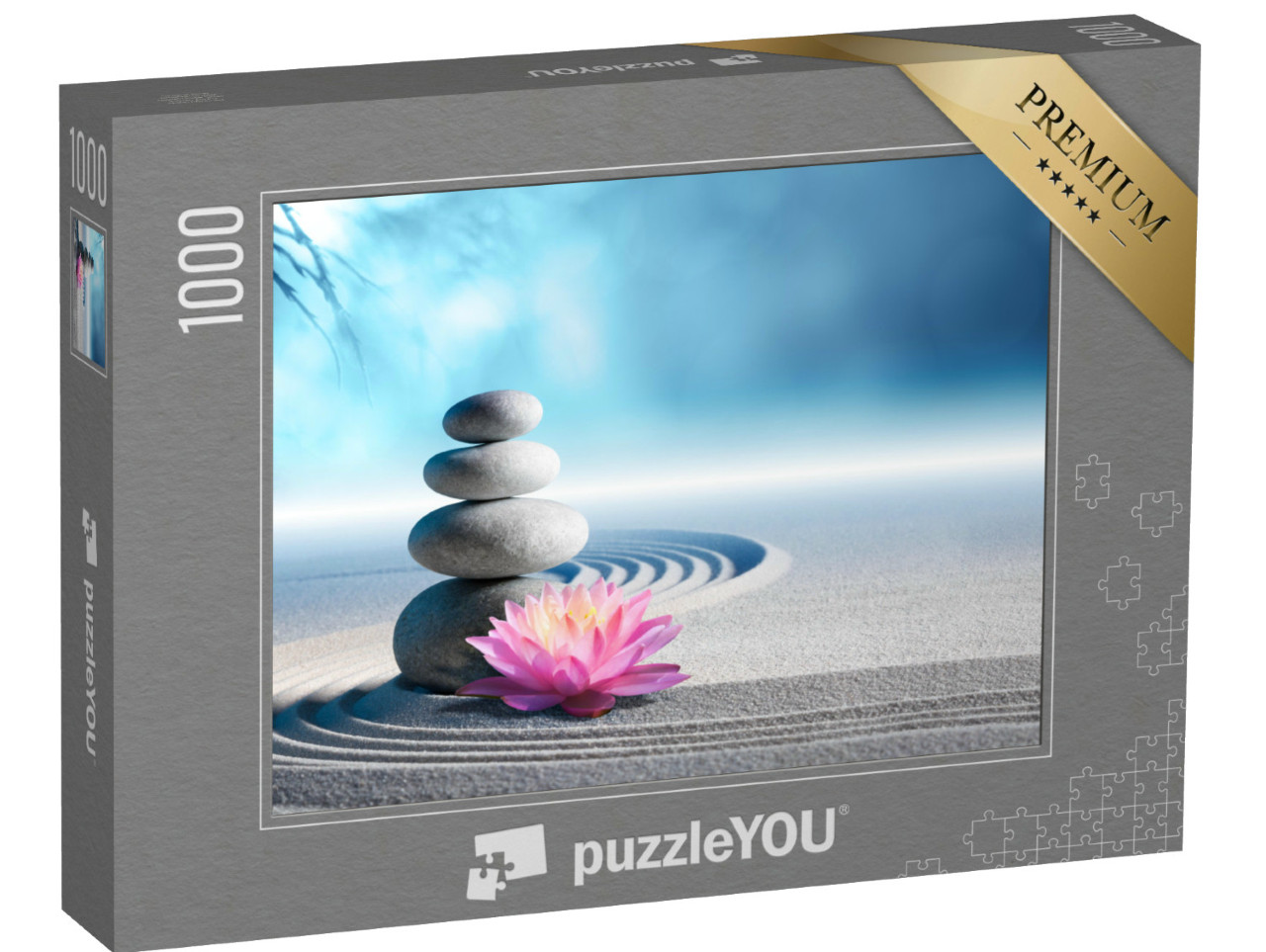 puzzle 1000 dílků „Písek, lekníny a lázeňské kameny v zenové zahradě“