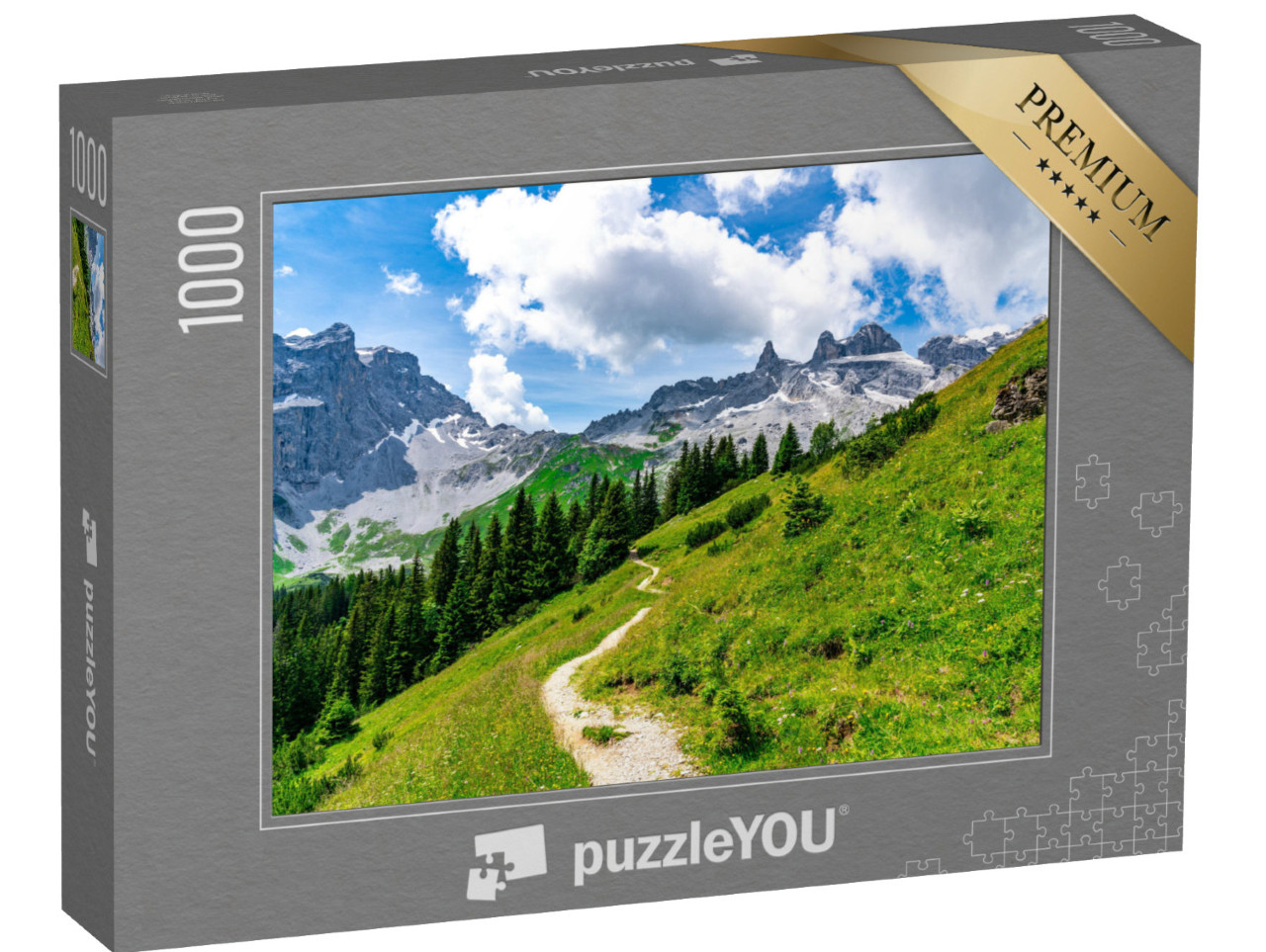 puzzle 1000 dílků „Tři věže v horách Vorarlberska“