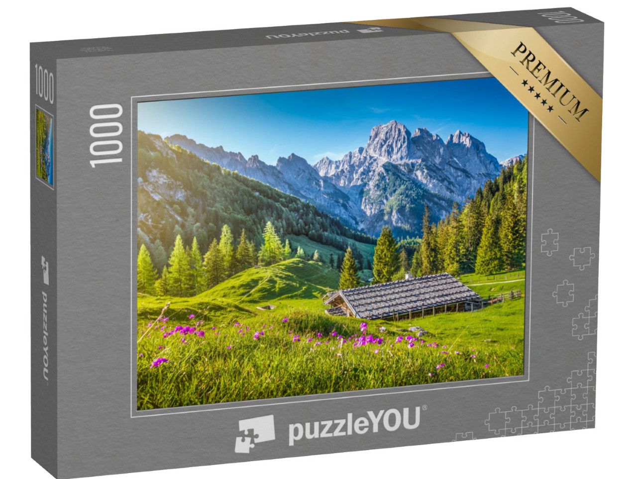 puzzle 1000 dílků „Idylická alpská krajina, Rakousko“