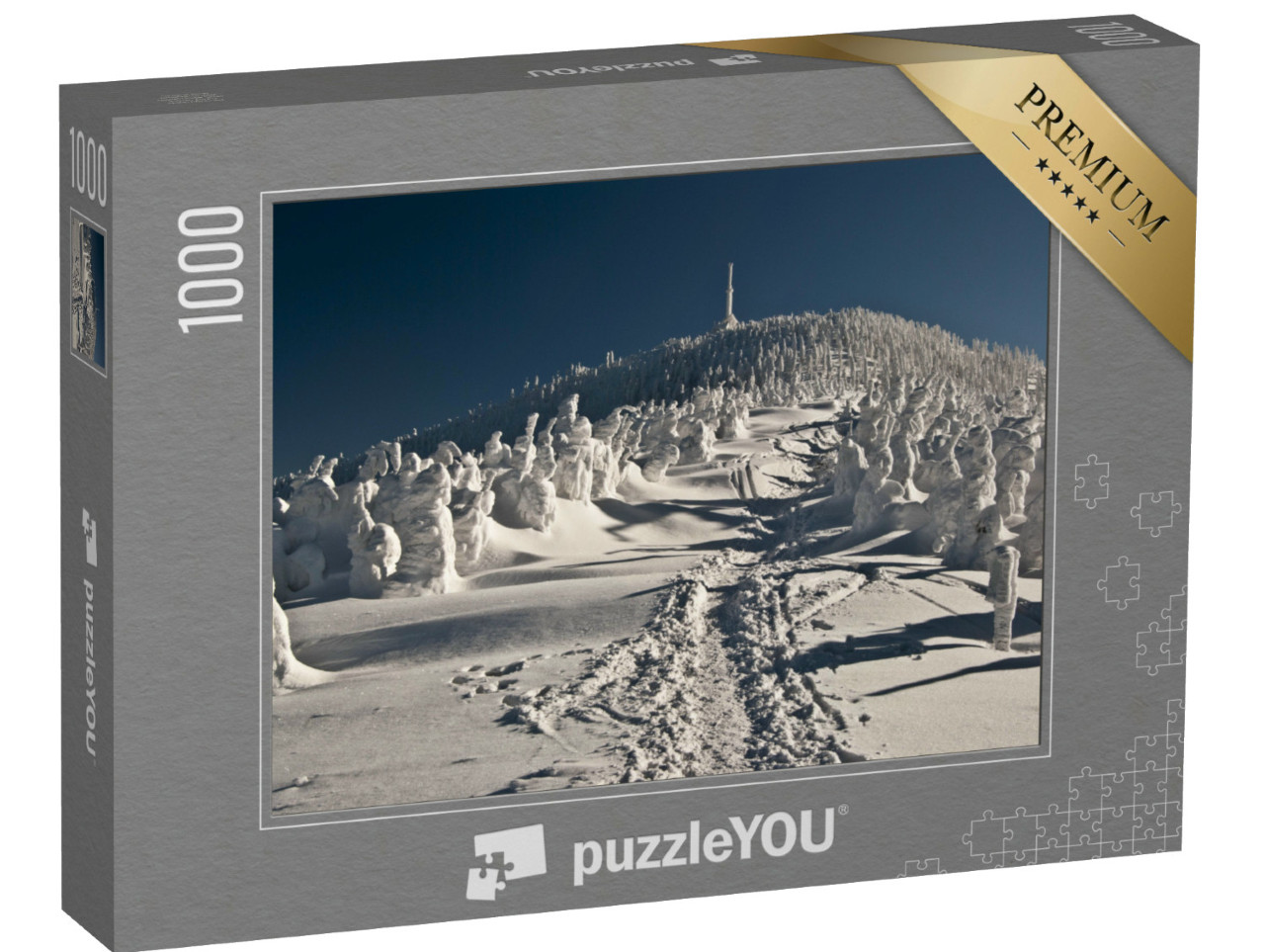 puzzle 1000 dílků „Zasněžená a zmrzlá Lysá Hora, Moravskoslezské Beskydy, Česká republika“