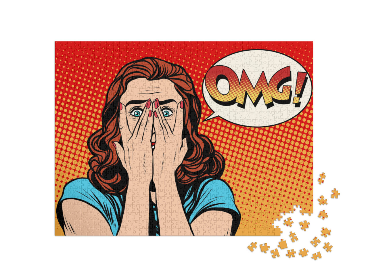 puzzle 1000 dílků „OMG: překvapená žena, komiks“