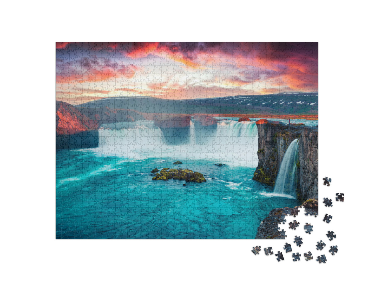 puzzle 1000 dílků „Letní ráno u vodopádu Godafoss na Islandu“
