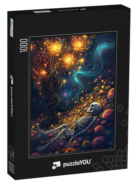 puzzle 1000 dílků „Kostra na květinové louce“