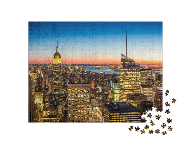 puzzle 1000 dílků „Světelné moře v New Yorku“