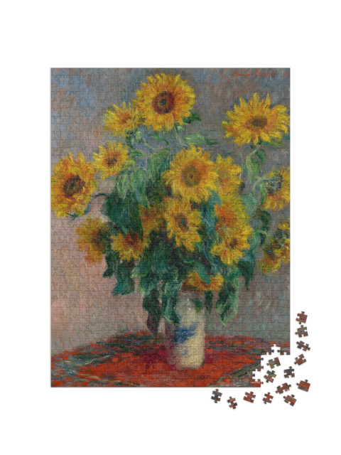 puzzle 1000 dílků „Kytice slunečnic, Claude Monet, 1881, krásný obraz“
