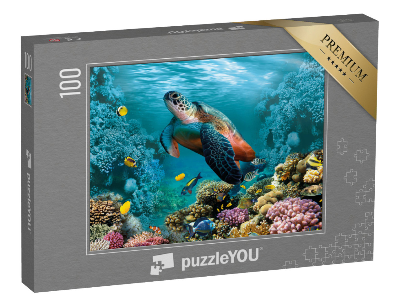 puzzle 100 dílků „Podmořský svět s želvou a korály“