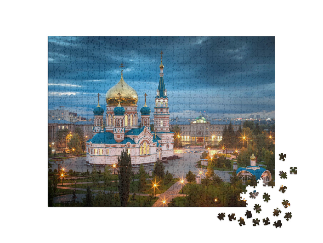 puzzle 1000 dílků „Katedrála Nanebevzetí Panny Marie, Omsk, Rusko“
