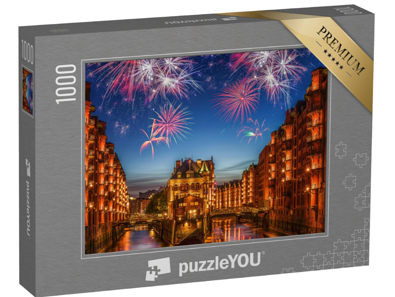 puzzle 1000 dílků „Ohňostroj nad Hamburkem“