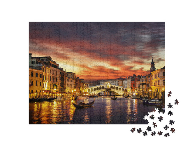 puzzle 1000 dílků „Most Rialto při západu slunce, Benátky, Itálie“