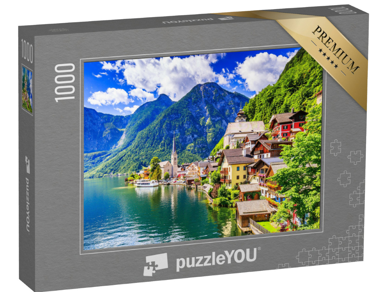 puzzle 1000 dílků „Hallstatt, Rakousko: Horská vesnice v Alpách“