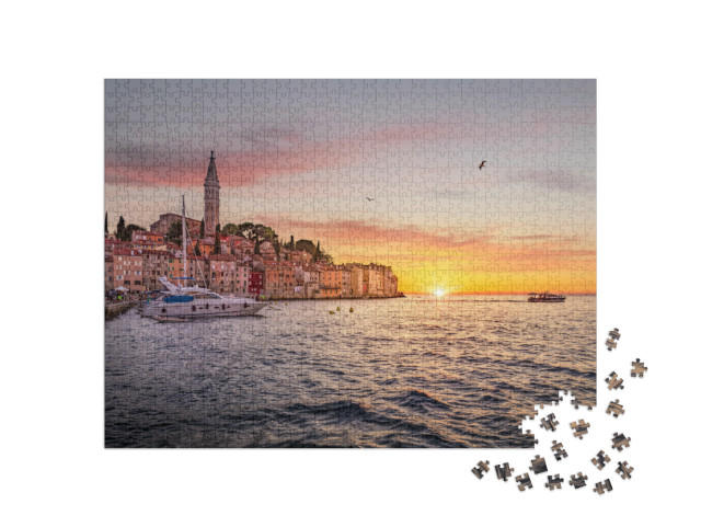 puzzle 1000 dílků „Staré centrum města Rovinj při západu slunce, Istrie, Chorvatsko“