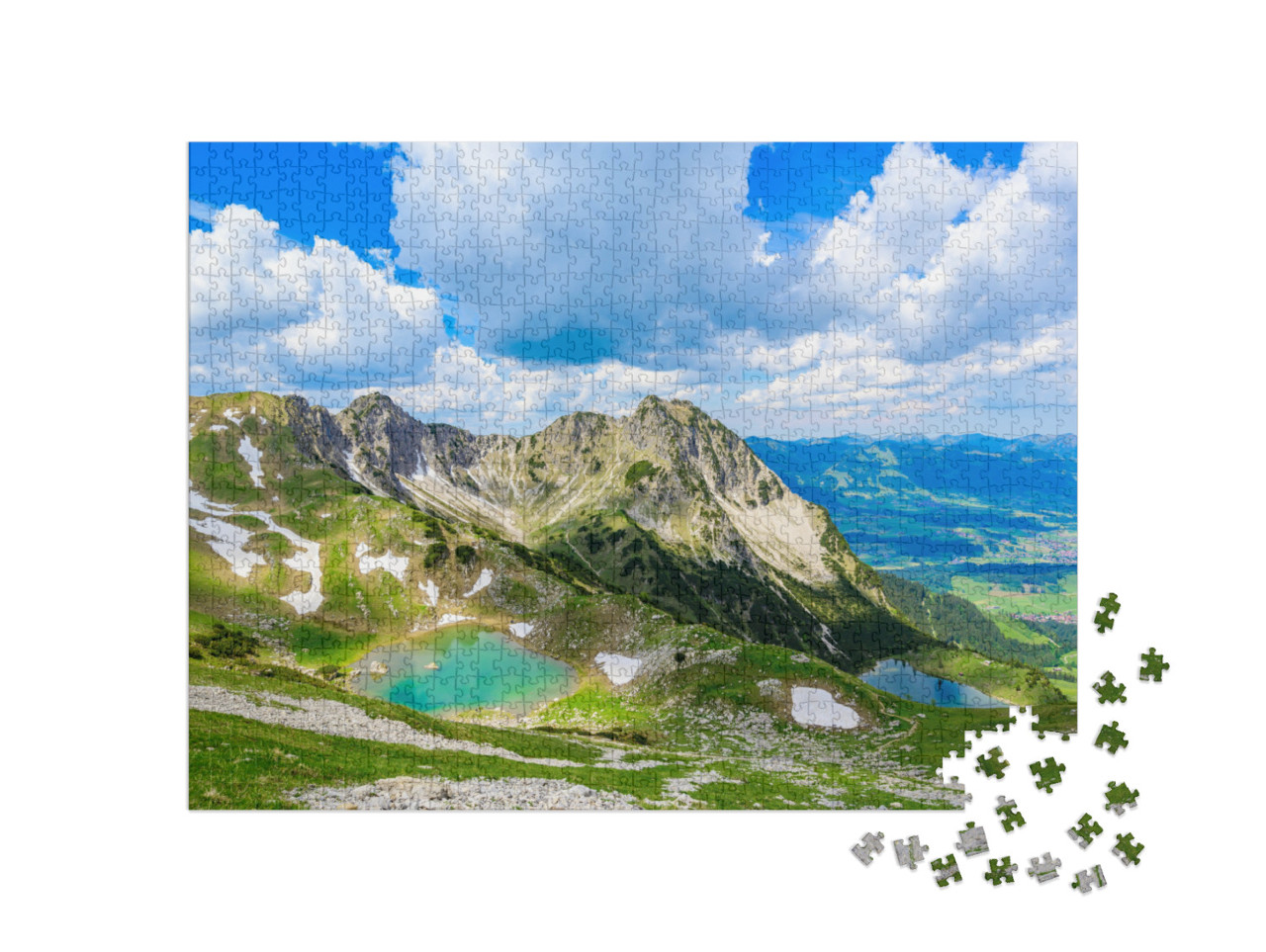 puzzle 1000 dílků „Krásné Gaisalpsee a Rubihorn u Oberstdorfu, Německo“