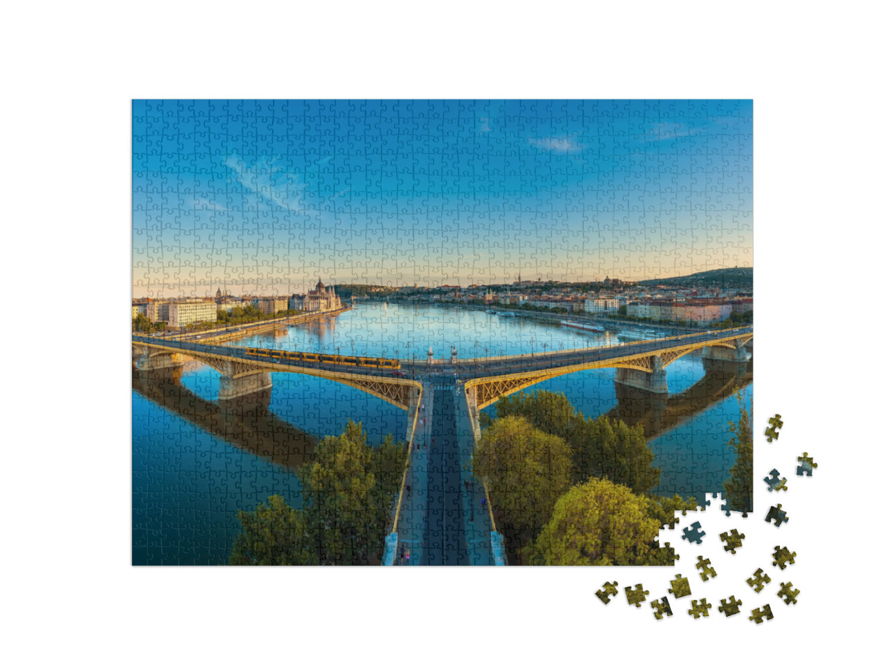 puzzle 1000 dílků „Panorama přes Markétin most v Budapešti, Maďarsko“
