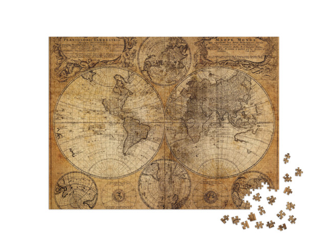 puzzle 1000 dílků „Stará mapa světa z roku 1746“