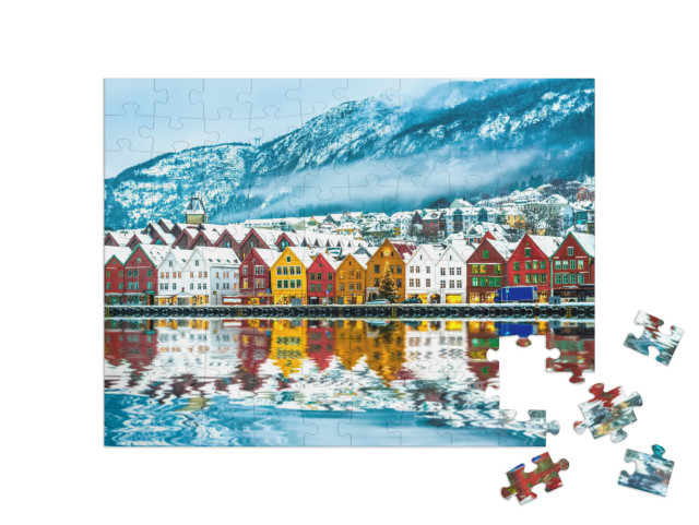 puzzle 100 dílků „Pohled na Bergen, Norsko“