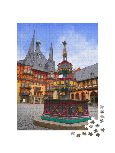 puzzle 1000 dílků „Radnice města Wernigerode v pohoří Harz, Německo“