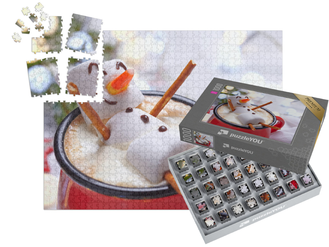 SMART SORTED® | Puzzle 1000 dílků „Marshmallow sněhulák v kakau“