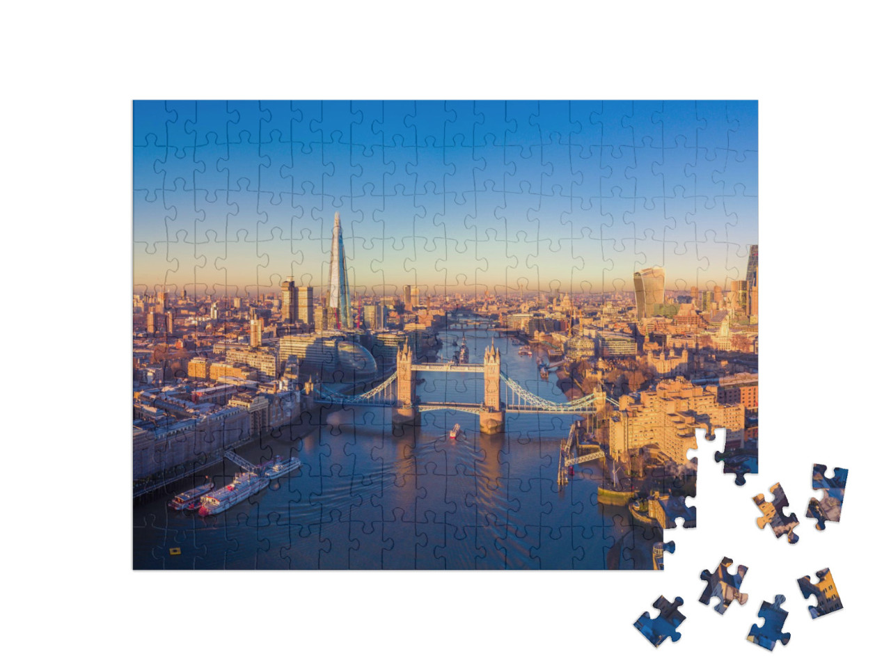 puzzle 200 dílků „Letecký panoramatický pohled na Londýn a řeku Temži, Anglie“