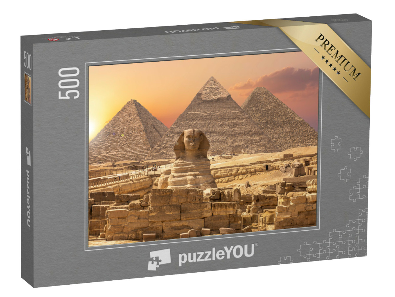 puzzle 500 dílků „Divy světa, pyramidy se Sfingou, Gíza, Egypt“