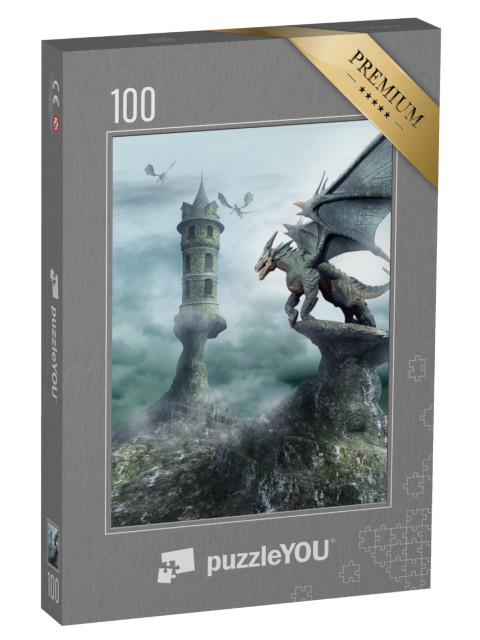 puzzle 100 dílků „Věž střežená draky“
