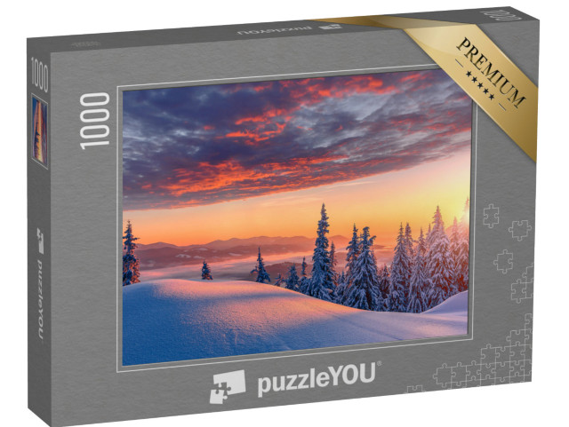 puzzle 1000 dílků „Západ slunce nad zasněženými horami“