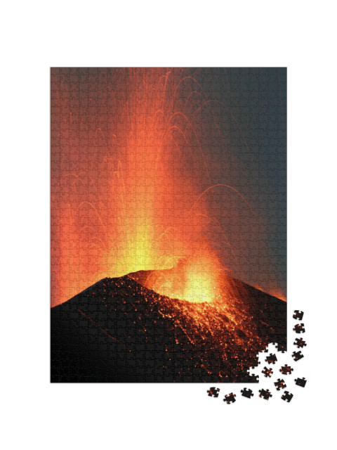 puzzle 1000 dílků „Sopka Stromboli vybuchuje v noci“